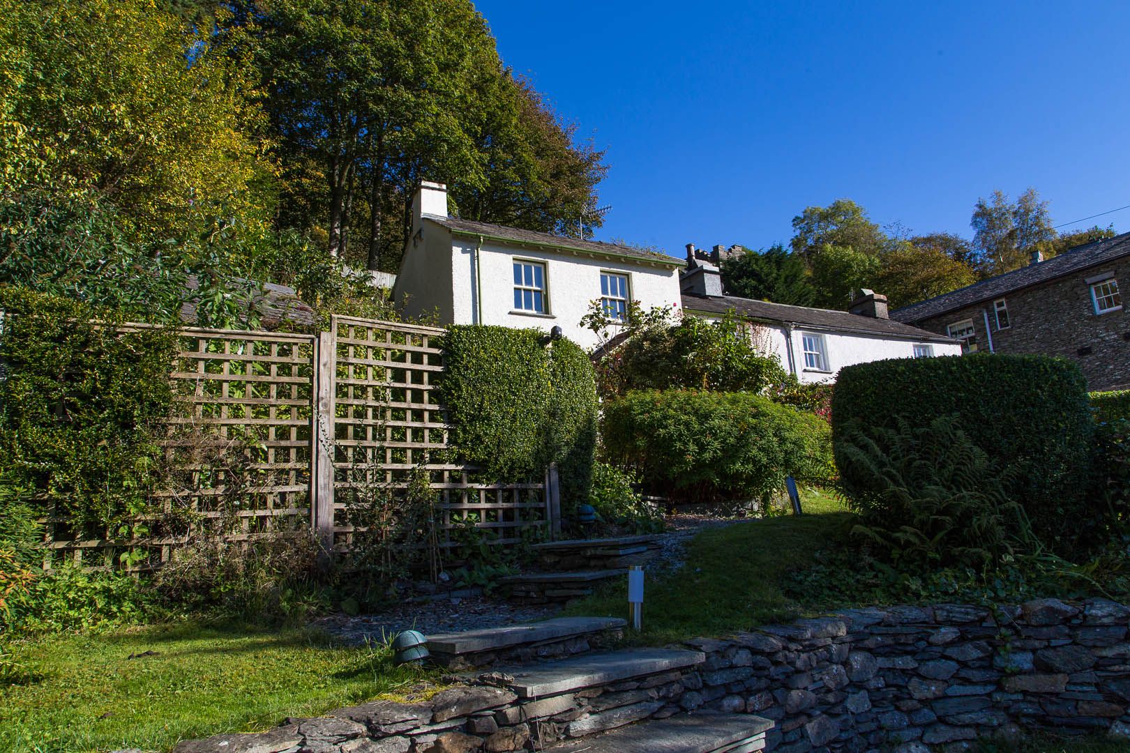 Brimstock Cottage view up from Car Park